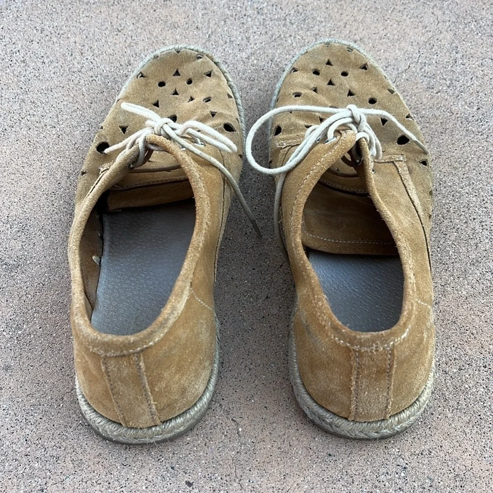 Seychelles Lace-up Espadrille Sneaker 100% Leather Suede Size 9 Neutral Coastal